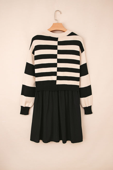 HIDDEN GEMS | Stripe Patchwork Sweater Mini Dress