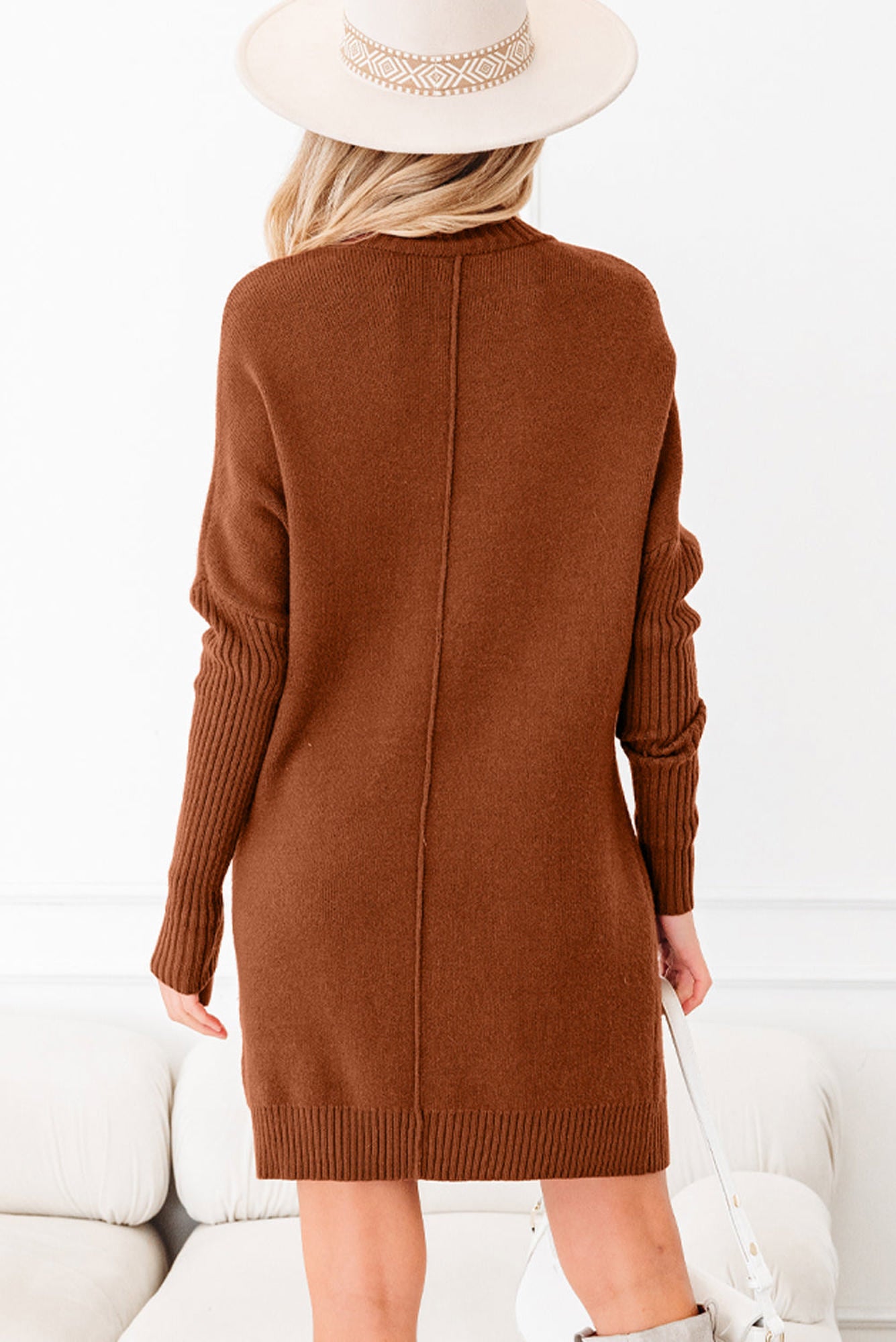HIDDEN GEMS | Ribbed Mock Neck Sweater Dress