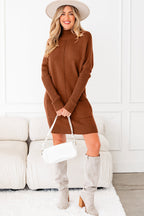 HIDDEN GEMS | Ribbed Mock Neck Sweater Dress