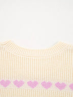Heart Pattern Valentine Ribbed Knit Sweater
