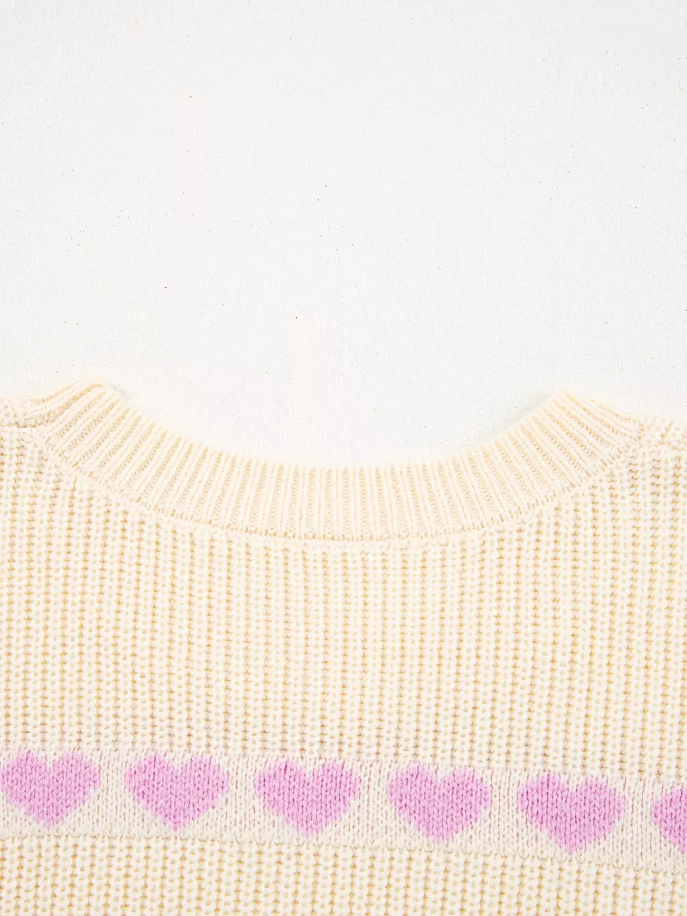 Heart Pattern Valentine Ribbed Knit Sweater