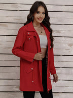 Drawstring Snap-Down Trench Coat