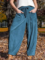 Casual Corduroy Wide Leg Pants with Pockets