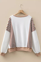 Stripe Colorblock Patchwork Contrast Stitching Sweatshirt