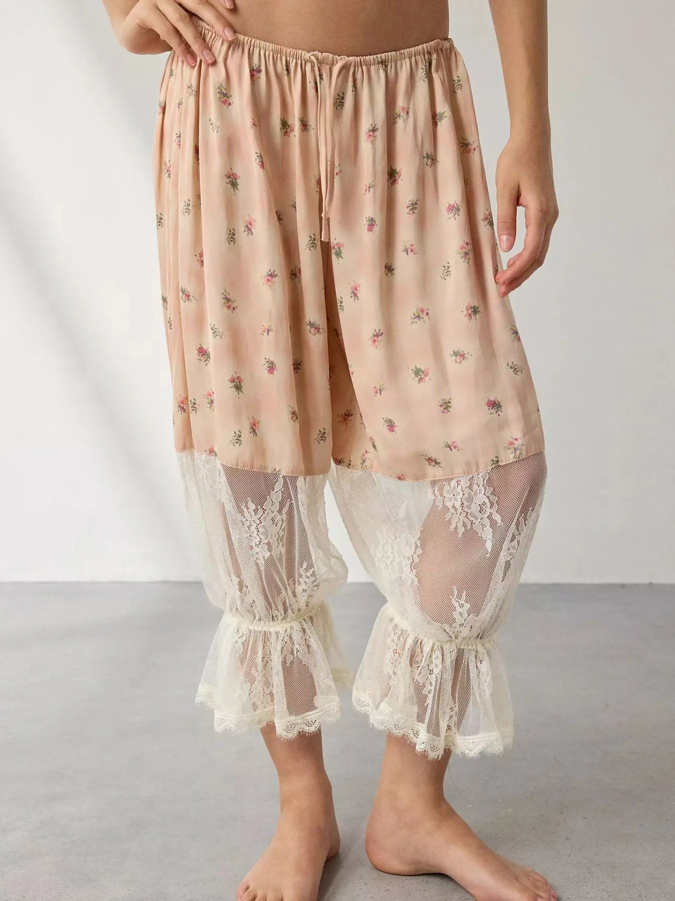 Floral Lace Patchwork Pants