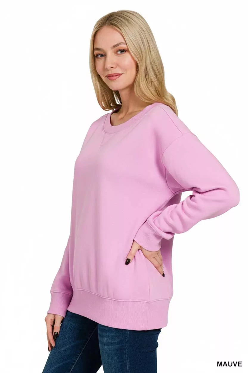 Zenana Fleece Boat Neck Sweatshirt