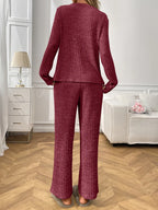 Ribbed Long Sleeve Top and Pants Lounge Set
