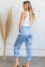 And The Why Satin Leopard Print Joggers