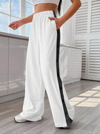 Two-Tone Side Snap Wide Leg Pants
