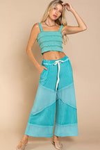 POL Elastic Waistband Wide Leg Pants with Drawstring