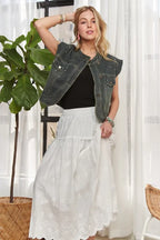ADORA Sleeveless Button Down Denim Jacket