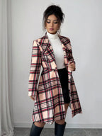 Plaid Button Up Long Sleeve Coat