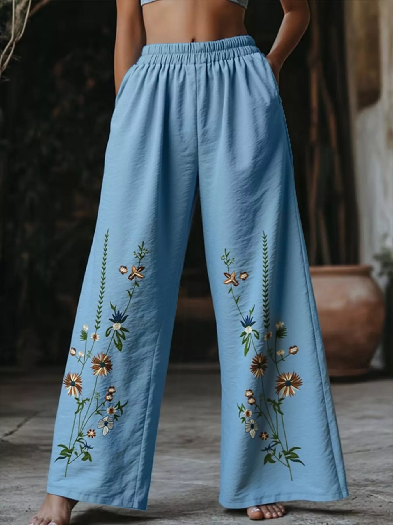 Floral Wide Leg Pants