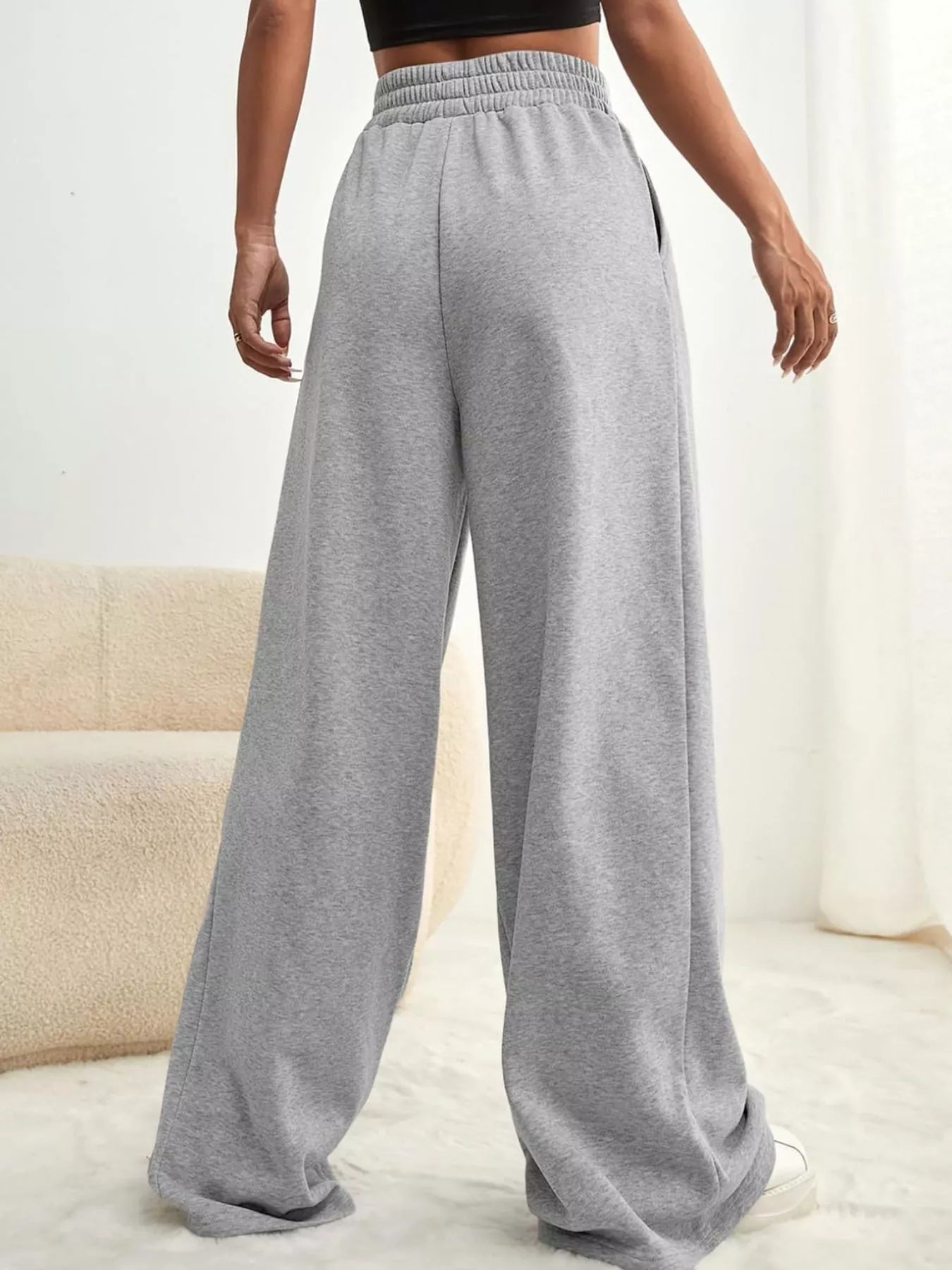 Drawstring Waist Wide Leg Pants