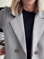 Full Size Knit Sleeve Double-Breasted Outerwear Plus Size