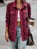 Full Size Leopard Print Button-Down Jacket Plus Size