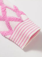 Rhombus Pattern Knit Open Front Pocketed Cardigans