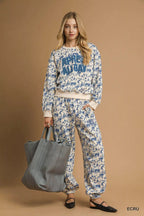 Umgee Scenic Print Casual Sweatpants
