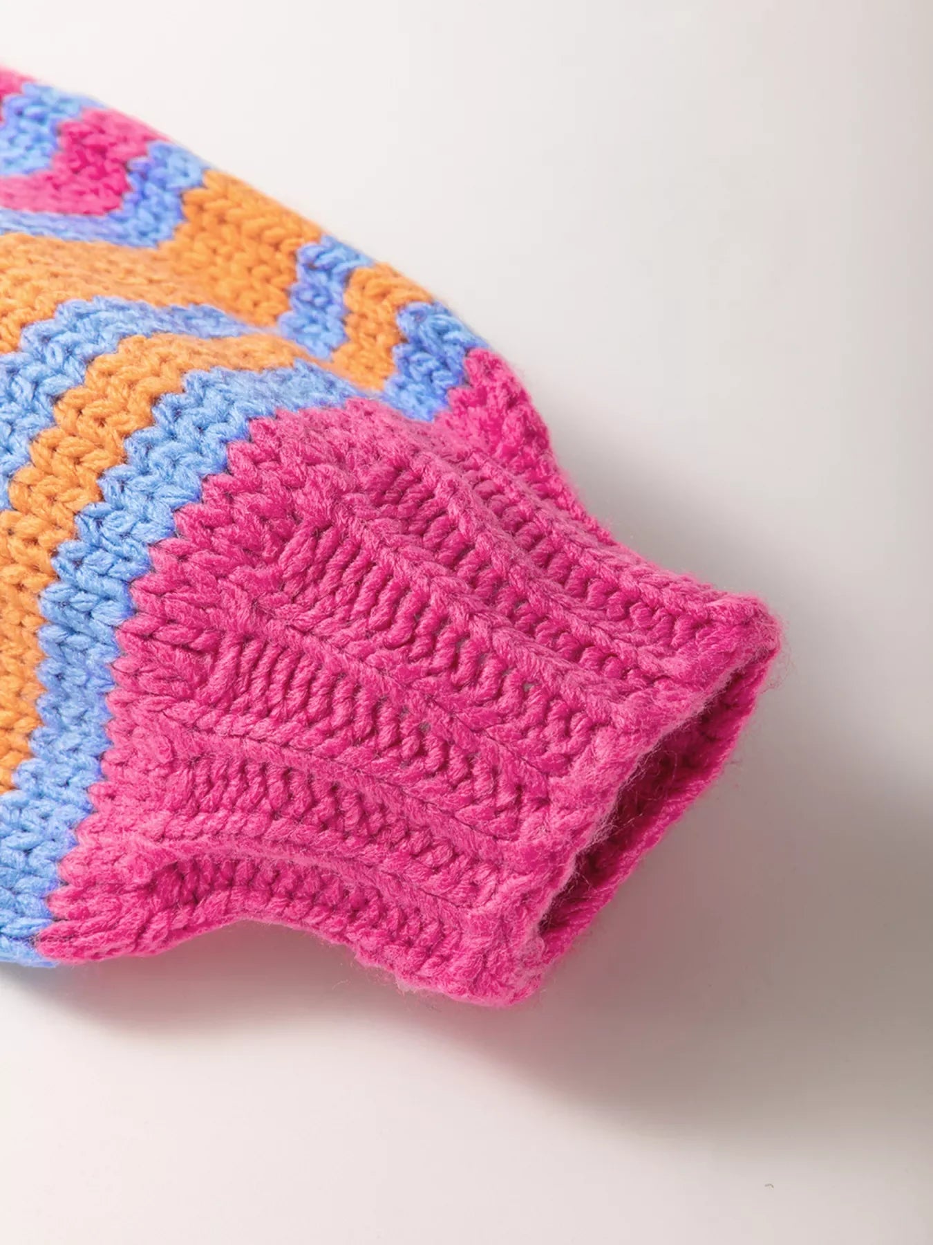 Stripe Colorful Puff Sleeve Drop Shoulder Loose Cardigan