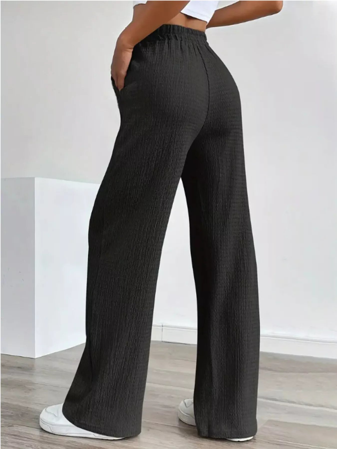 Texture Wide Leg Pants
