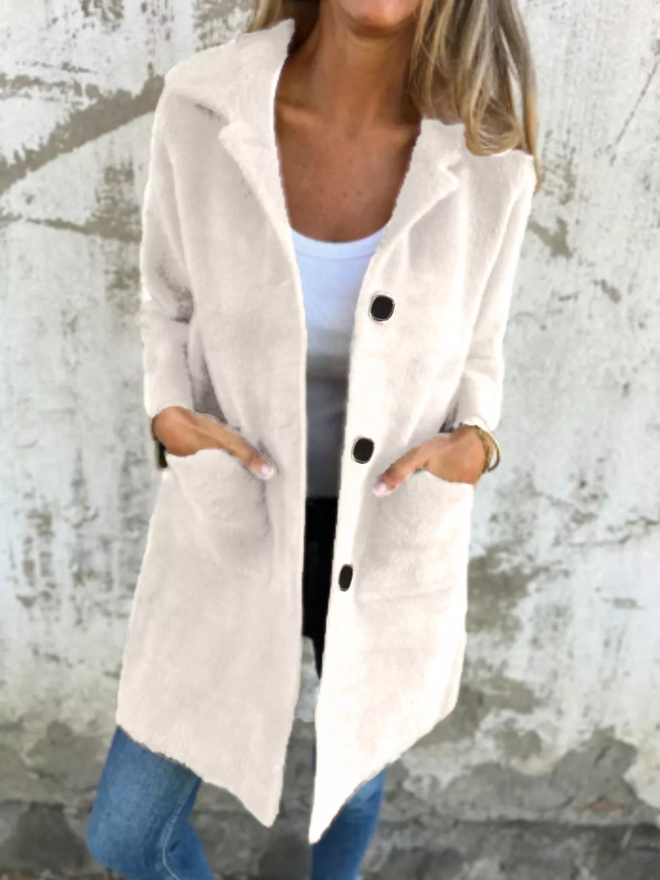 Full Size Button-Down Long Sleeve Longline Coat Plus Size