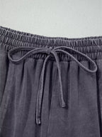 Flower Patch Mineral Washed Terry Knit Cropped Wide Leg Pants