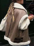 Cozy Faux Shearling Trim Vest Coat