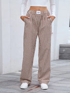Plaid Wide Leg Casual Pants