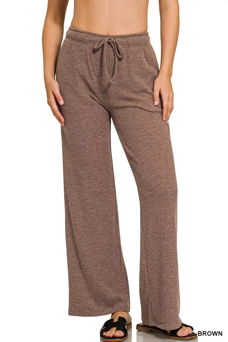 Zenana Ribbed Drawstring Lounge Pants