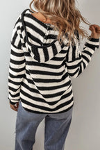 Striped Long Sleeve Hooded Sweater