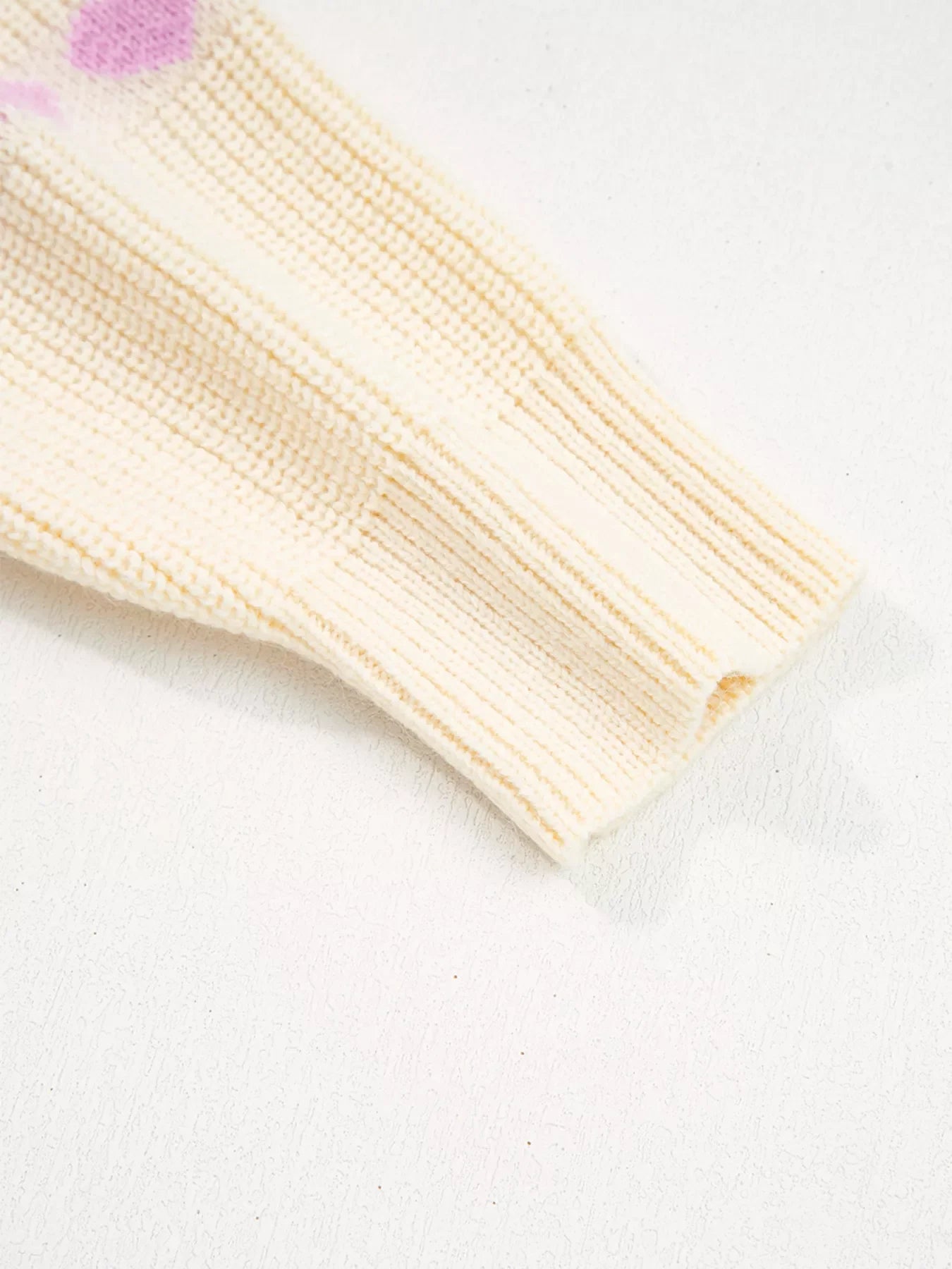 Heart Pattern Valentine Ribbed Knit Sweater