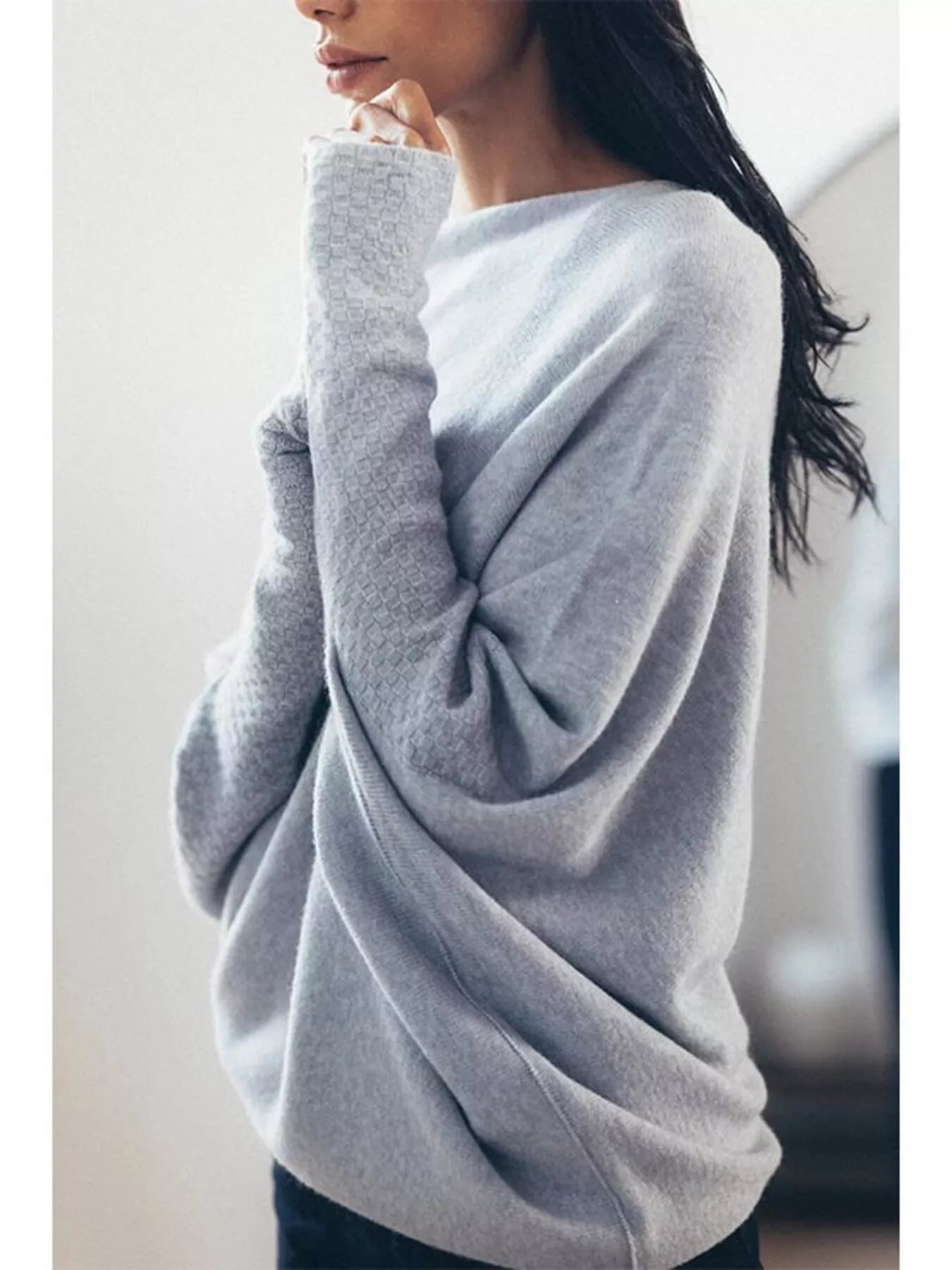 Boat Neck Long Sleeve Sweater