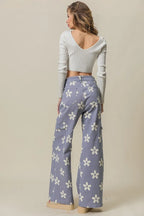 BiBi Flower Printed Side Pocket Wide Pants