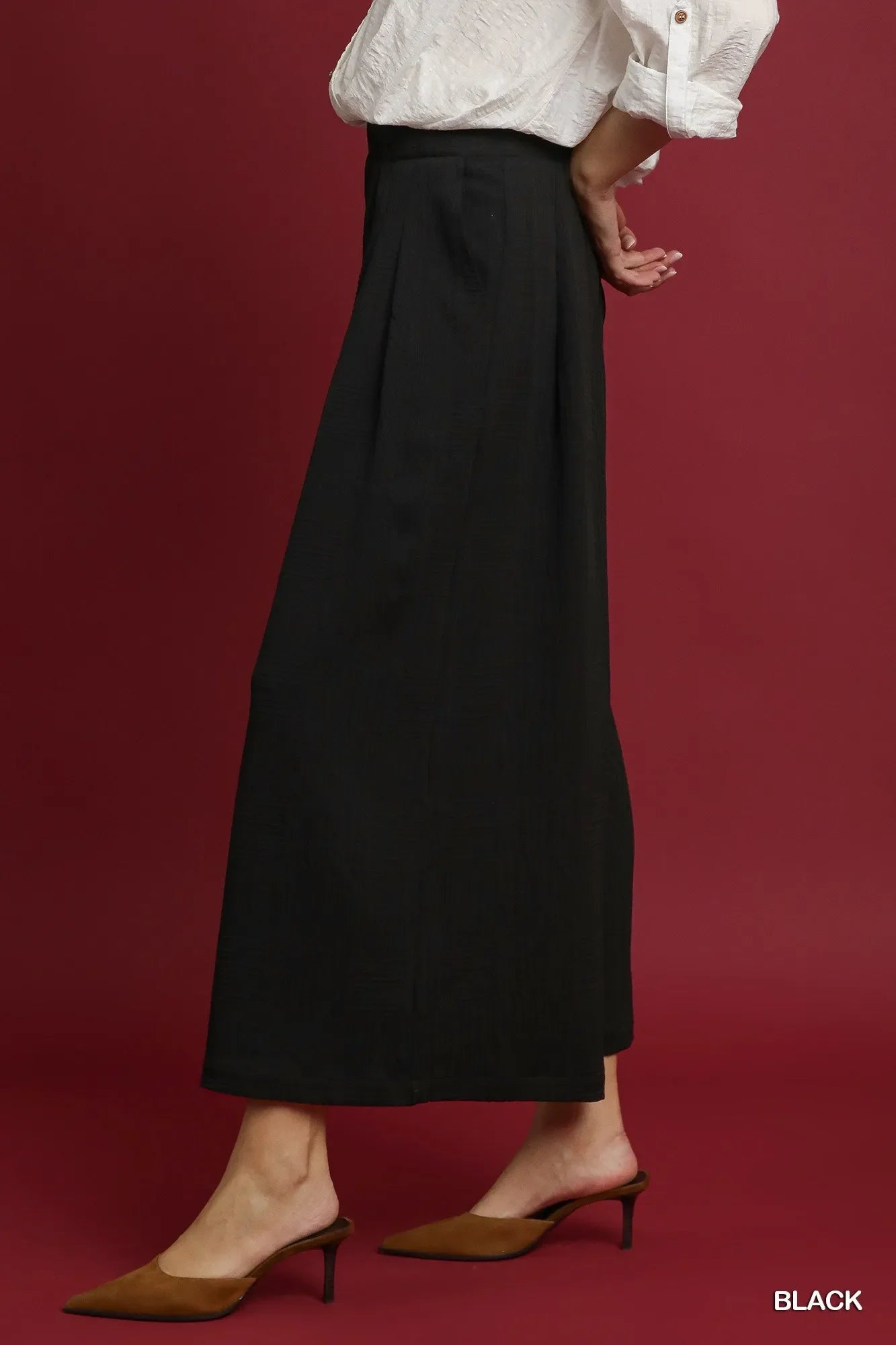 Umgee Elastic Waist Wide Leg Pants