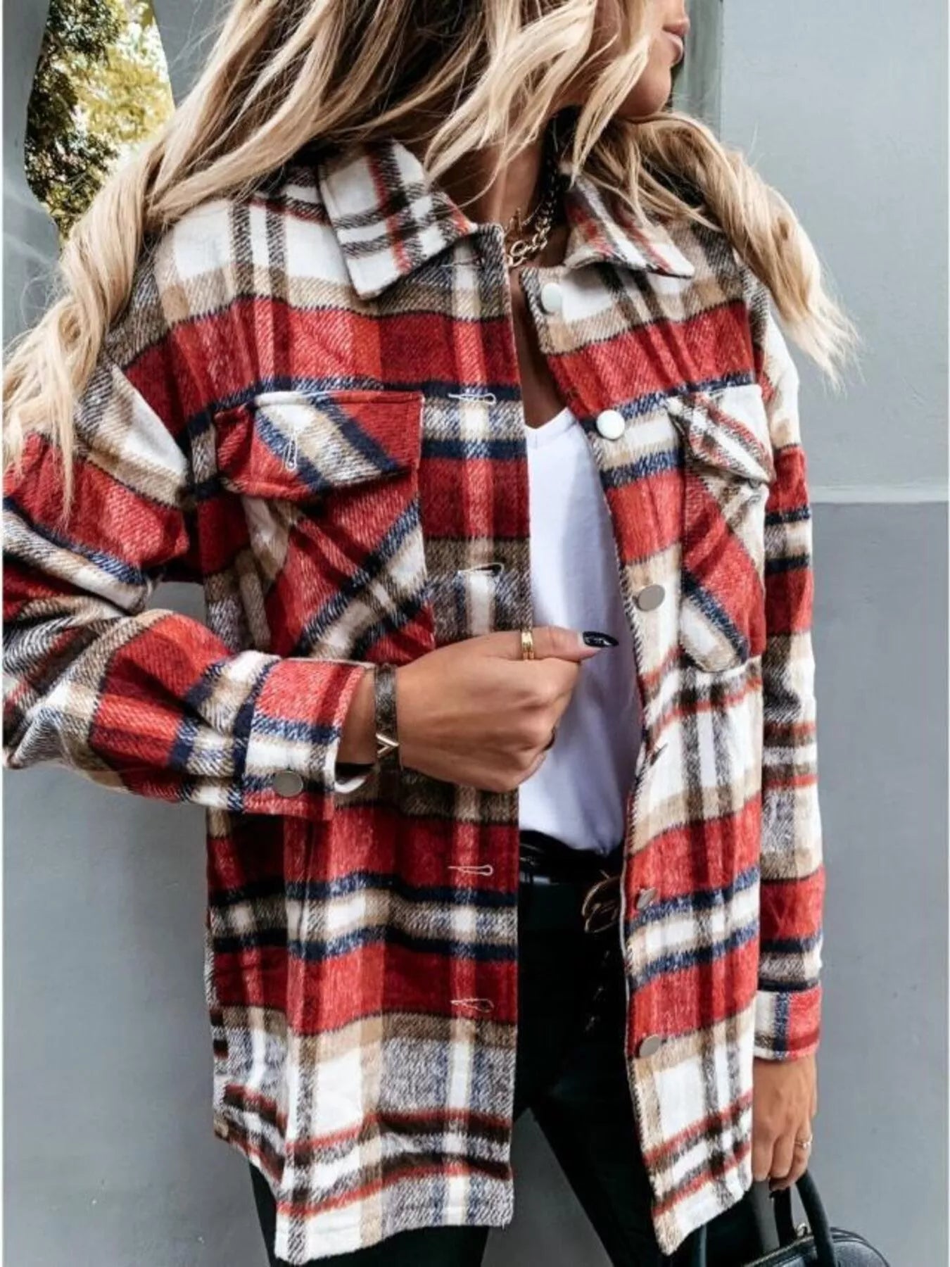 Plaid Button-Down Long Sleeve Shacket