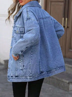 Washed Button Up Oversized Denim Jacket