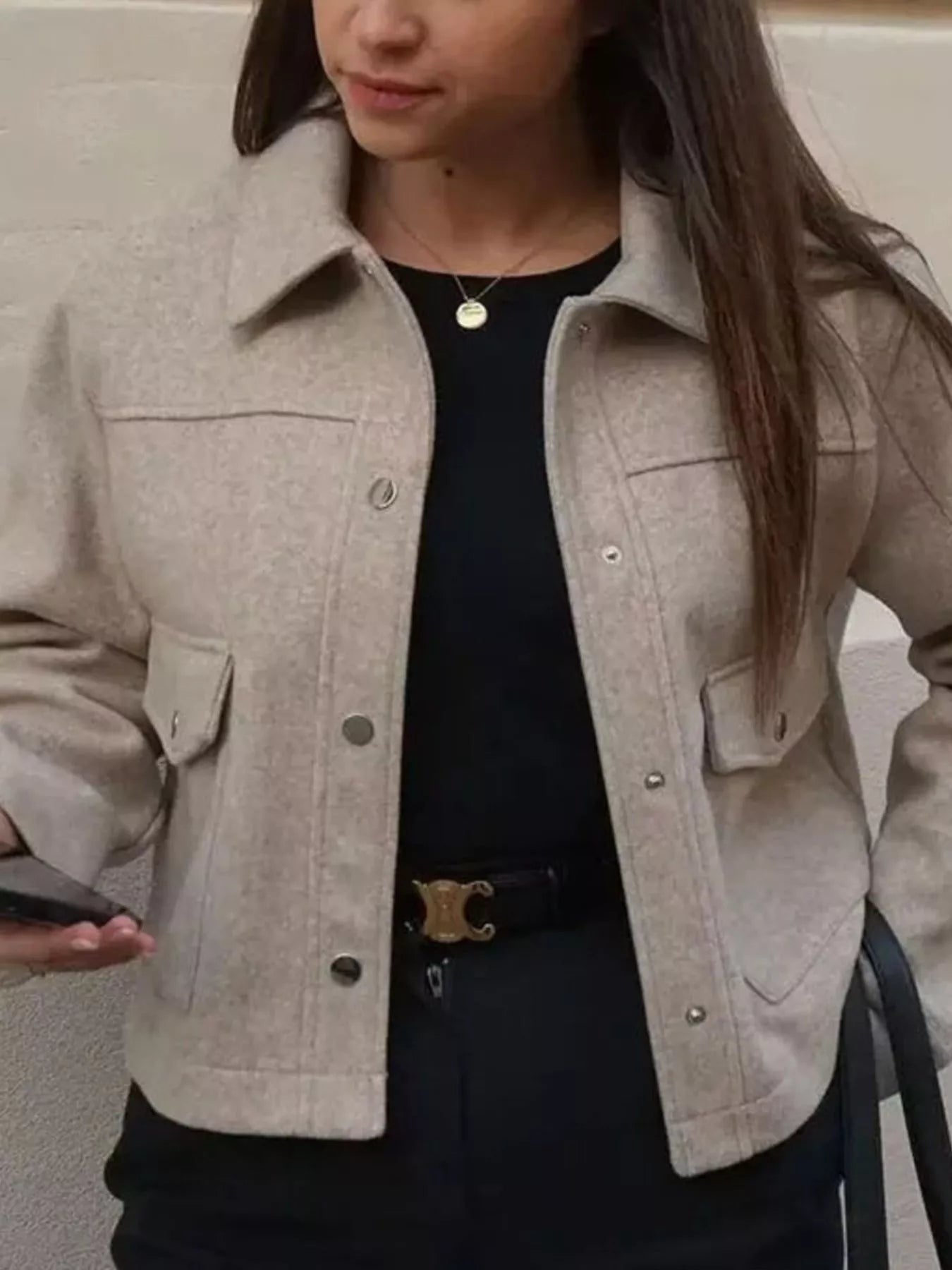 Snap Down Long Sleeve Jacket