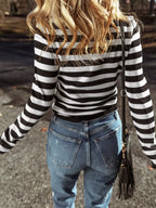 Stripe Slim Fit High Neck Knit Sweater