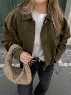 Suede Cropped Bomber Jacket