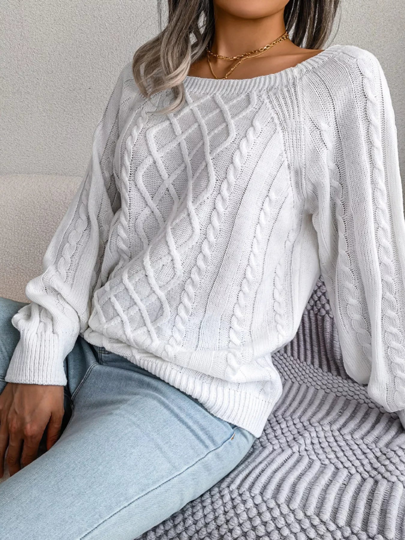 Cable Knit Round Neck Sweater