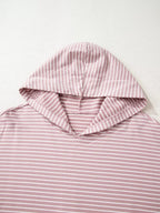 Stripe Thumbhole Side Slits Drop Shoulder Loose Fit Hoodie