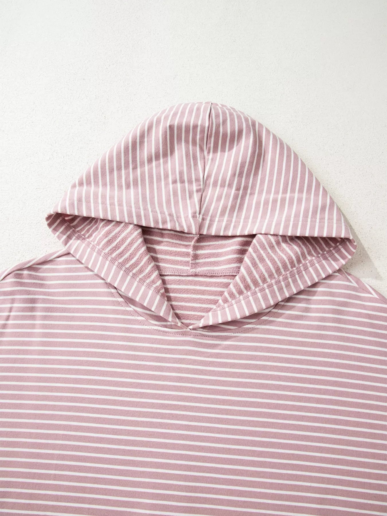 Stripe Thumbhole Side Slits Drop Shoulder Loose Fit Hoodie