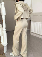 Zip-Up Hoodie and Wide Leg Pants Set