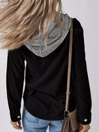 Hooded Corduroy Button-Down Jacket