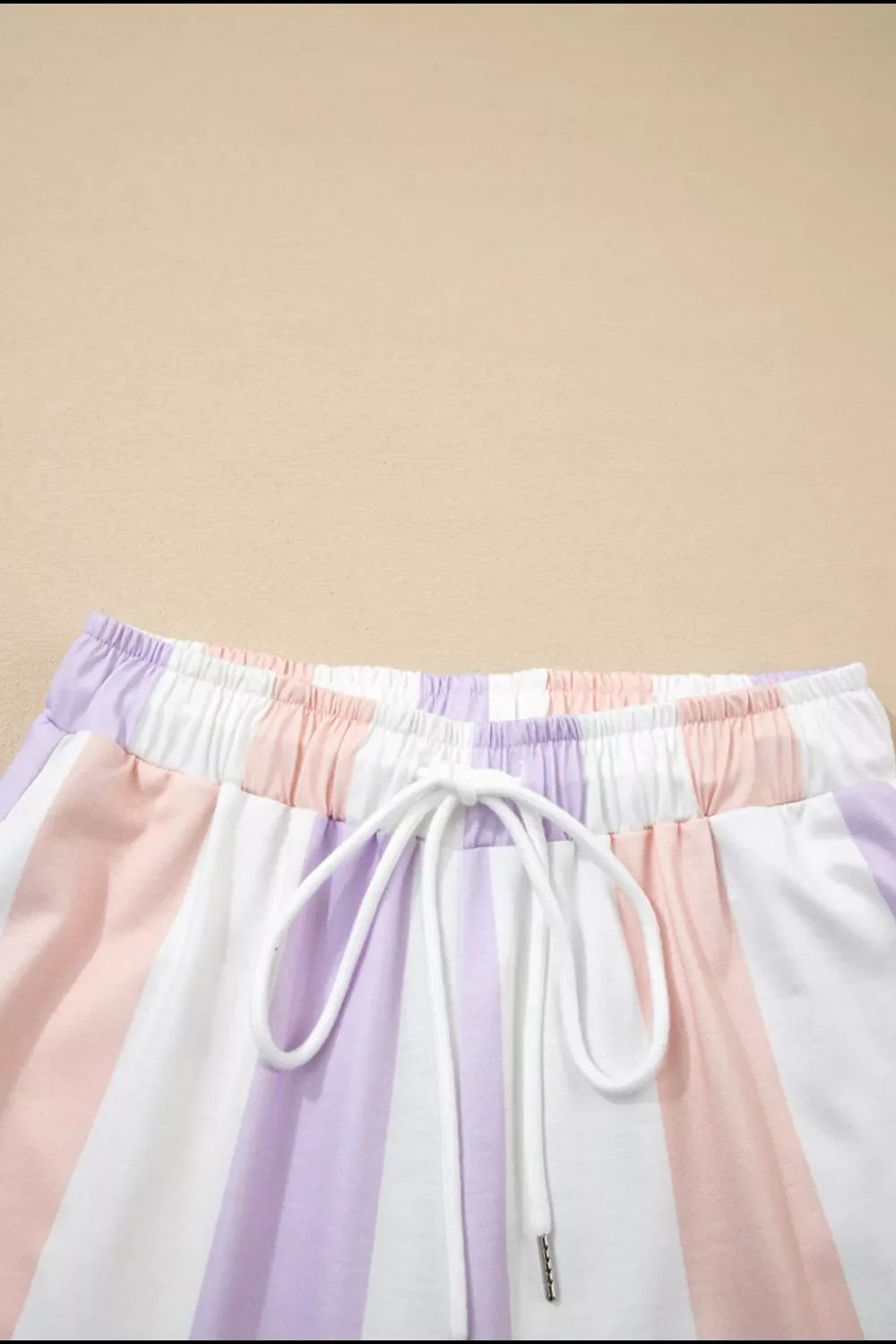 Stripe Multicolored Print Drawstring Loose Pants with Side Pockets