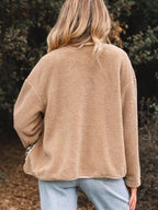 Casual Leopard Print Accent Plush Jacket with Pockets