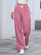 Plaid Wide Leg Casual Pants