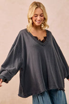 BiBi Mineral Washed French Terry Oversized Sweatshirt