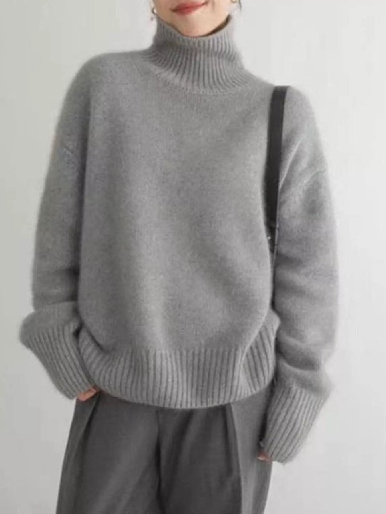 Turtleneck Dropped Shoulder Sweater