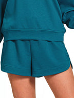 Zenana Scuba Long Sleeve Sweatshirt and Shorts Set